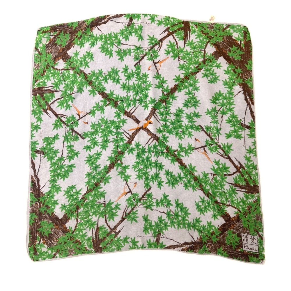 Paoli Green Leaf and Bird Scarf 26" Square